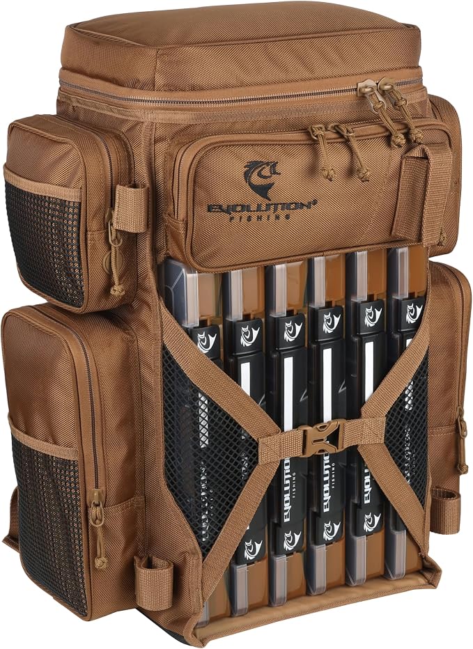 Evolution Fishing Drift Series Tackle Backpack, Outdoor Rucksack w/ 6 Fishing by EvolutionOutdoor