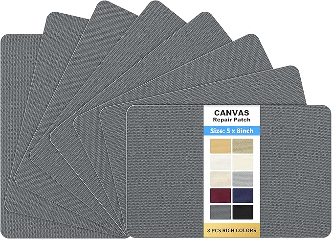 KING MOUNTAIN Canvas Repair Patch 5×8 Inch 8 Pcs Self-Adhesive Waterproof by ForABetterHomeLife