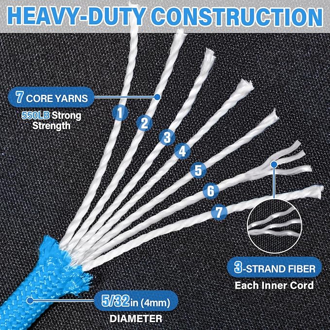 Paracord Rope 550 lb - 1000ft 5/32" Parachute Cord 4MM 7-Strand para Cord - - Image 3