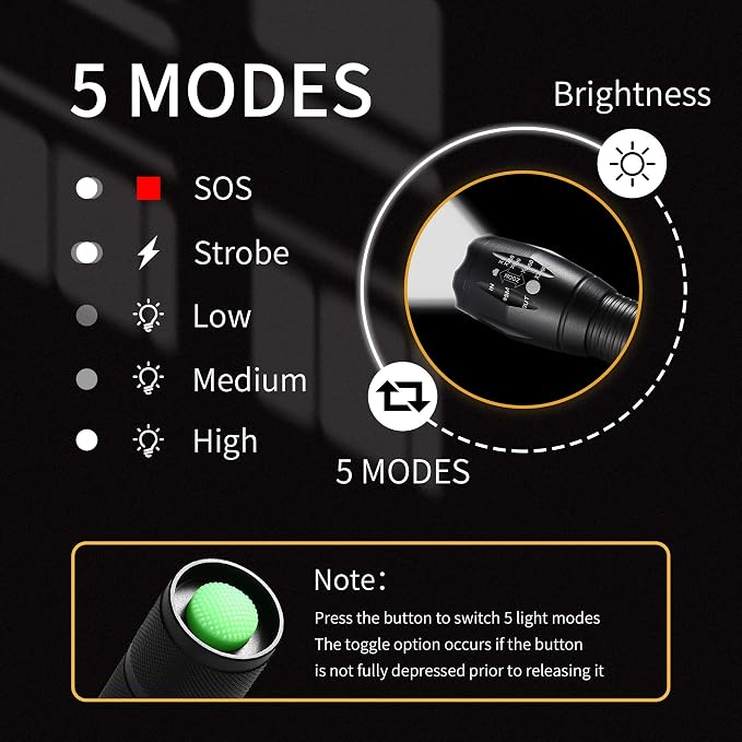 Whaply LED Flashlights, 2 Pack Tactical Flashlight High Lumens Lights - Image 3