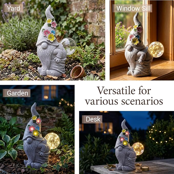 Solar Funny Garden Gnome Statue: Outdoor Sculpture Lights - Image 7