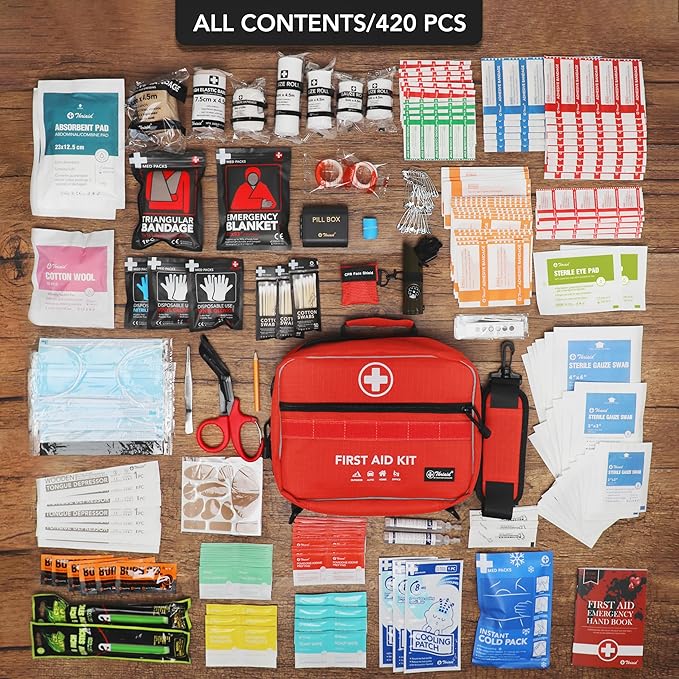 430 Piece First Aid Kit, Well-Organized Premium Waterproof Compact Trauma - Image 5