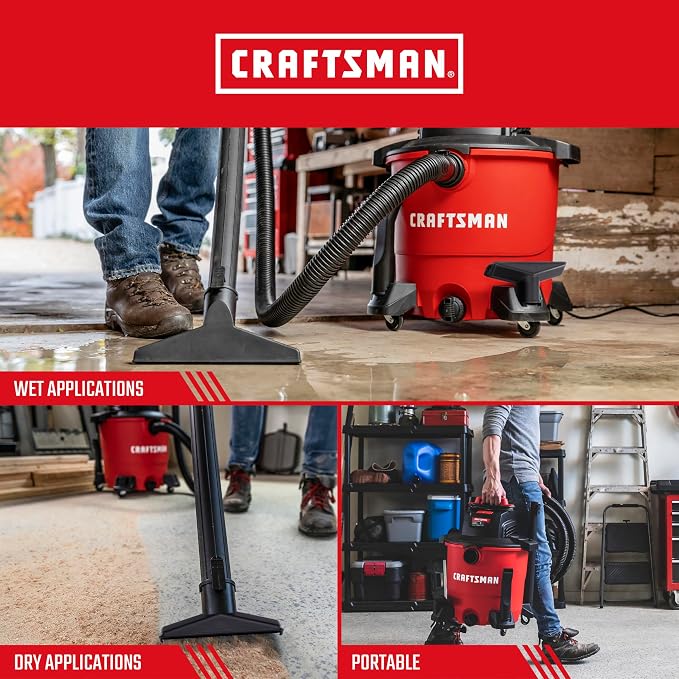 CRAFTSMAN CMXEVBE18590 9 Gallon 4.25 Peak HP Wet Dry Vac, Portable Shop Vacuum - Image 4