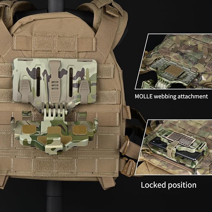 Tactical Gear Plate Carrier Vest Accessories, MOLLE Phone Chest Mount Holder - Image 4