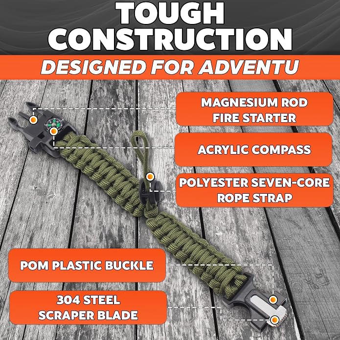 Paracord Bracelets for Men and Women – Adjustable Survival Paracord Bracelet - Image 3