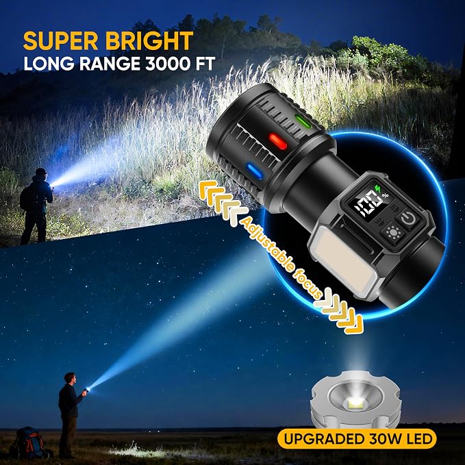 Rechargeable Flashlights High Lumens 100, Super Bright LED Flash Light Long - Image 2
