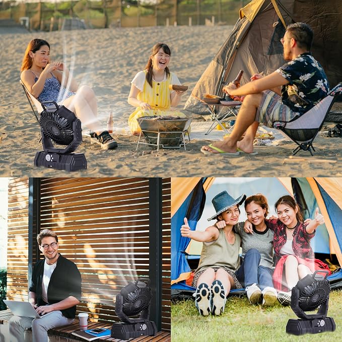  Rechargeable Fan Portable, Battery Powered Camping Fan - Image 7