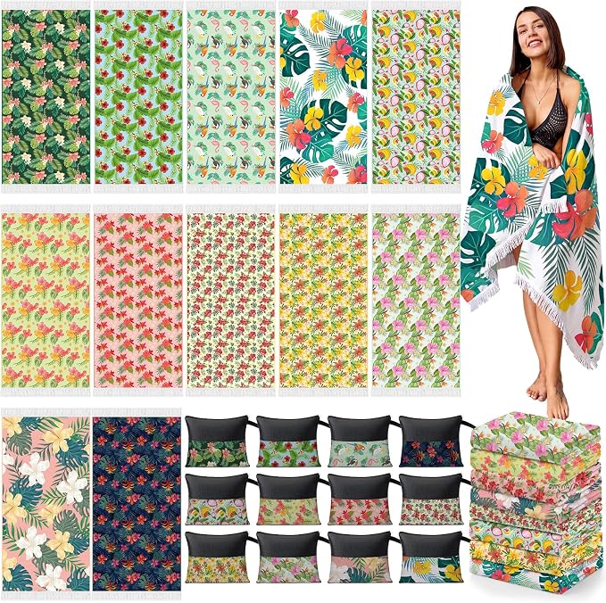 Peryiter 24 Pack Microfiber Oversize Turkish Beach Towel Set 12 Large Absorbent by Peryiter