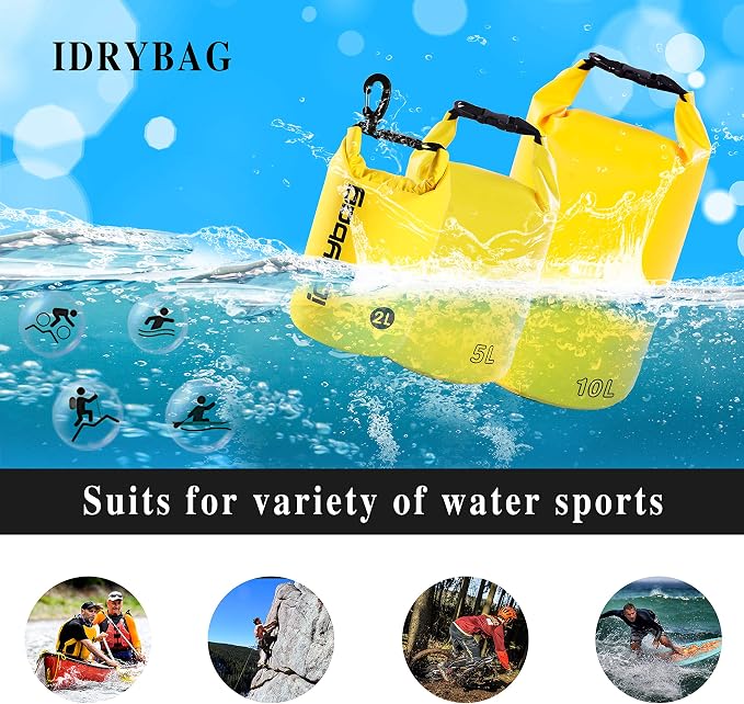 IDRYBAG Dry Bag for Kayaking Waterproof 2L/5L/10L/15L/20L, Small Dry Sack - Image 5