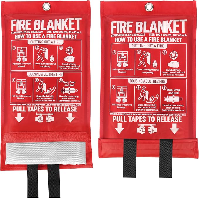 Emergency Fire Blanket 2 Pack 40"x40", Fire Suppression Blanket by Unknown