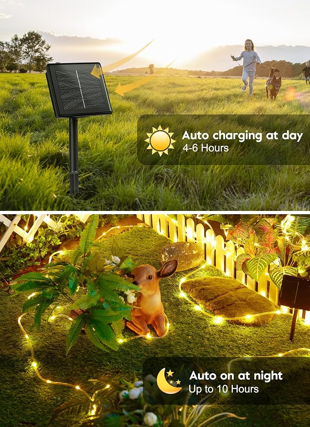 Brightown Solar String Lights Outdoor 2 Pack 72 Feet 200 LED Waterproof Solar - Image 2