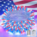 JMEXSUSS 33ft 100 LED Red White and Blue Lights Outdoor, 4th of July Lights by JMEXSUSS