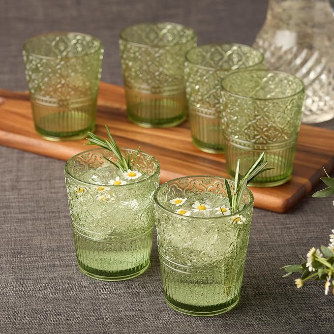 Certified International Victoria Green Set of 6 Premium Acrylic DOF Glass 16 oz - Image 5