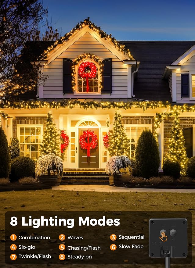 Minetom Solar String Lights Outdoor Waterproof- 40 FT 100 LED Solar Powered - Image 3