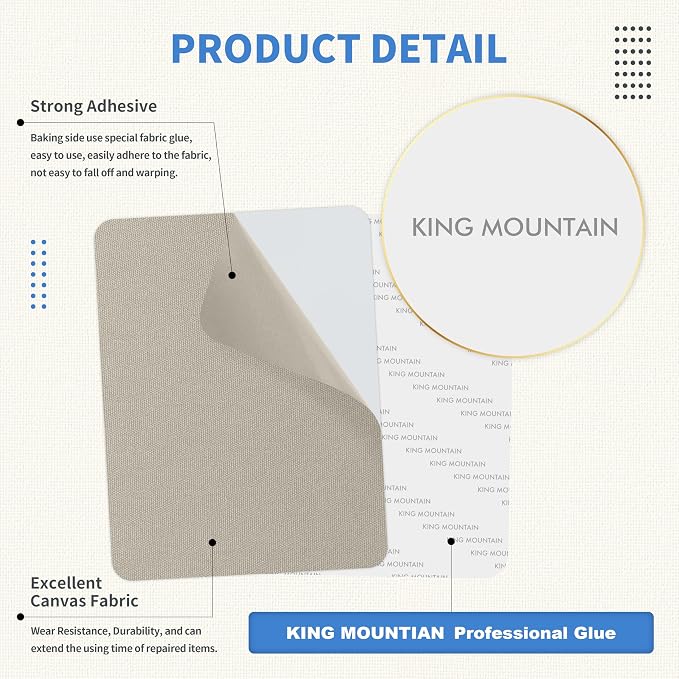 KING MOUNTAIN Canvas Repair Patch 9 x11 Inch 4 Pcs Self-Adhesive Waterproof - Image 3