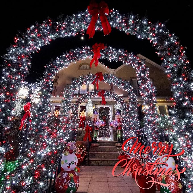 JMEXSUSS 66ft 200 LED Red and White Christmas Lights, Outdoor String Plug-in - Image 9