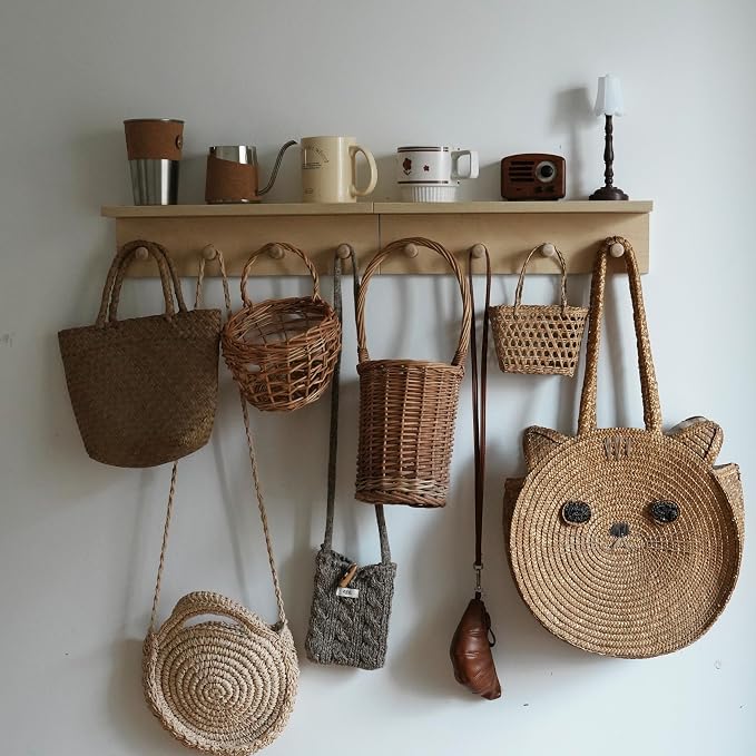 Entrance Coat Rack ，Coat Hooks, Wall-Mounted Wooden Hook Rack, Wall-Mounted - Image 5
