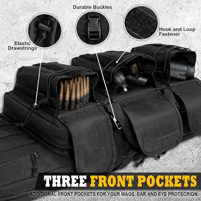 DULCE DOM 36 42 48 Inch Double Rifle Case, Tactical Soft Padded Backpack - Image 5