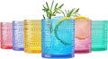 Khen Plastic Hobnail Drinking Glasses Set of 6 Bright Tones Cups 14oz, by Khen