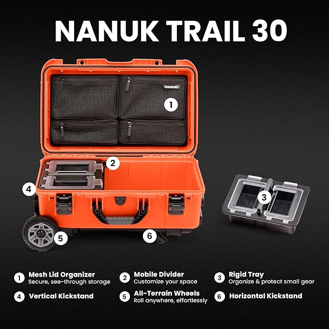 NANUK Trail 30 – 28.5L Waterproof Storage Box – Wheeled and Modular Cargo Case - Image 2
