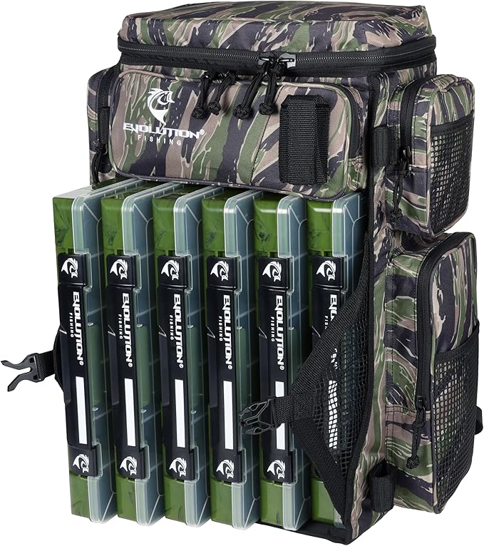 Evolution Fishing Drift Series Tackle Backpack, Outdoor Rucksack w/ 6 Fishing - Image 3