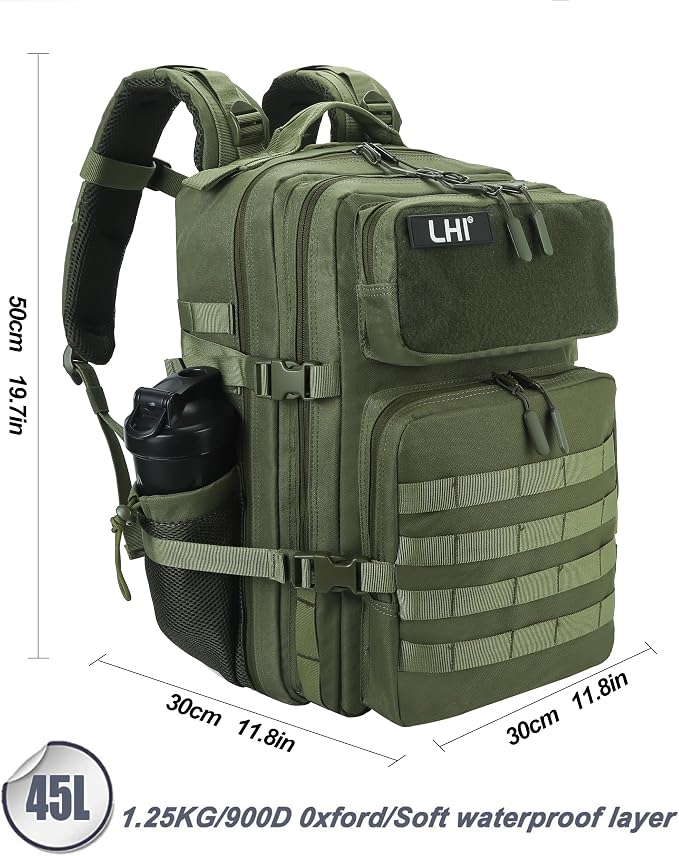 LHI Military Tactical Backpack for Men and Women 45L Army 3 Days Assault Pack - Image 3