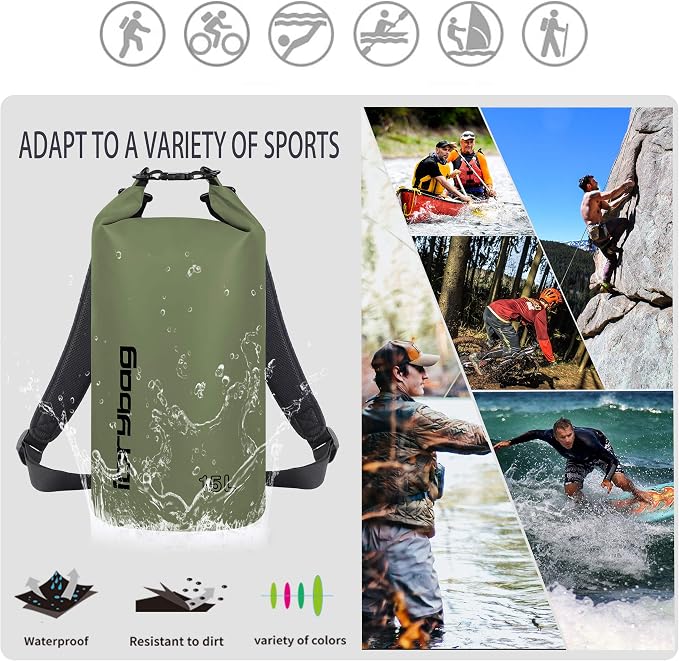 IDRYBAG Dry Bag for Kayaking Waterproof 2L/5L/10L/15L/20L, Small Dry Sack - Image 5