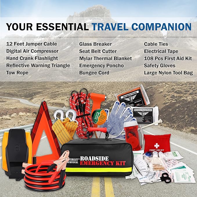 Everlit Survival Car Emergency Kit, Roadside Safety Tool Kit - Image 2