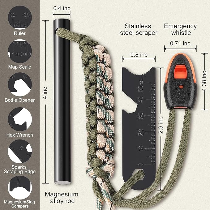 Survival Fire Starter, 4 Inch Ferro Rod, Flint Fire Starters - Image 2