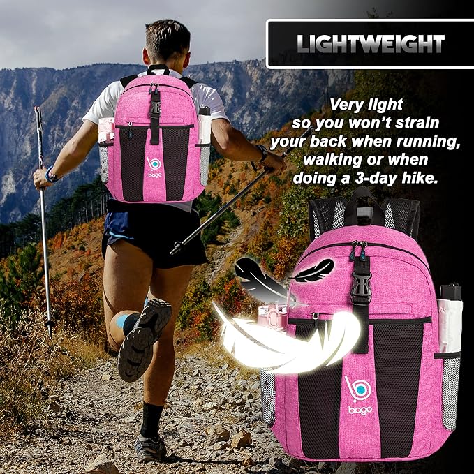 Bago Lightweight Backpack for Hiking for Women and Men - 25L Travel Day Pack - - Image 6