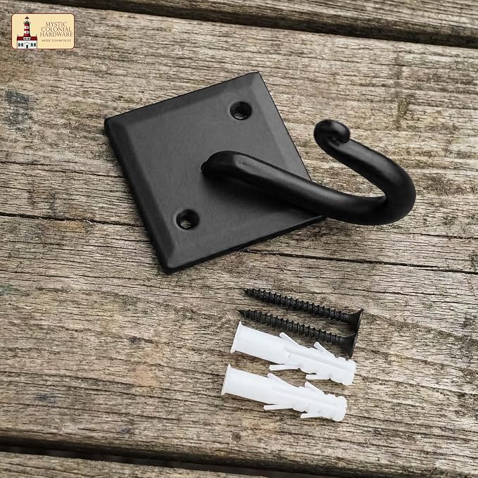 Mystic Colonial Rustic Cast Iron Wall Hooks, 3.6" Heavy Duty Coat Hooks - Image 7