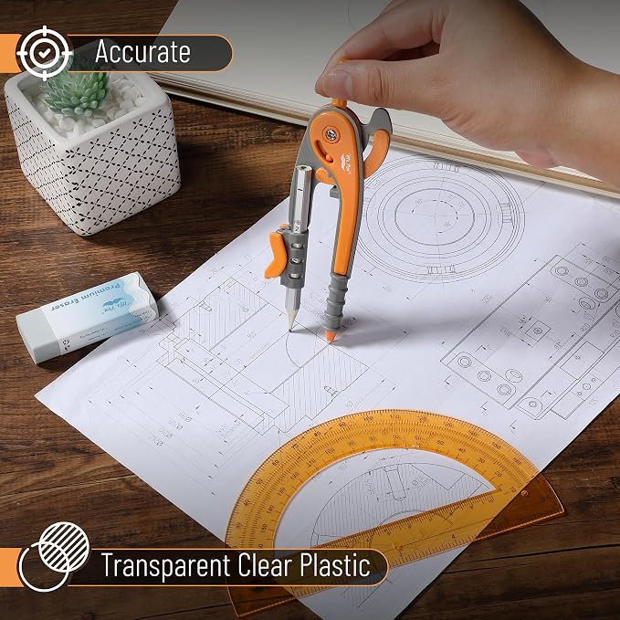 Mr. Pen- Geometry Compass and Protractor Set, 6 Inch Compass, 6 Inch Protractor - Image 4