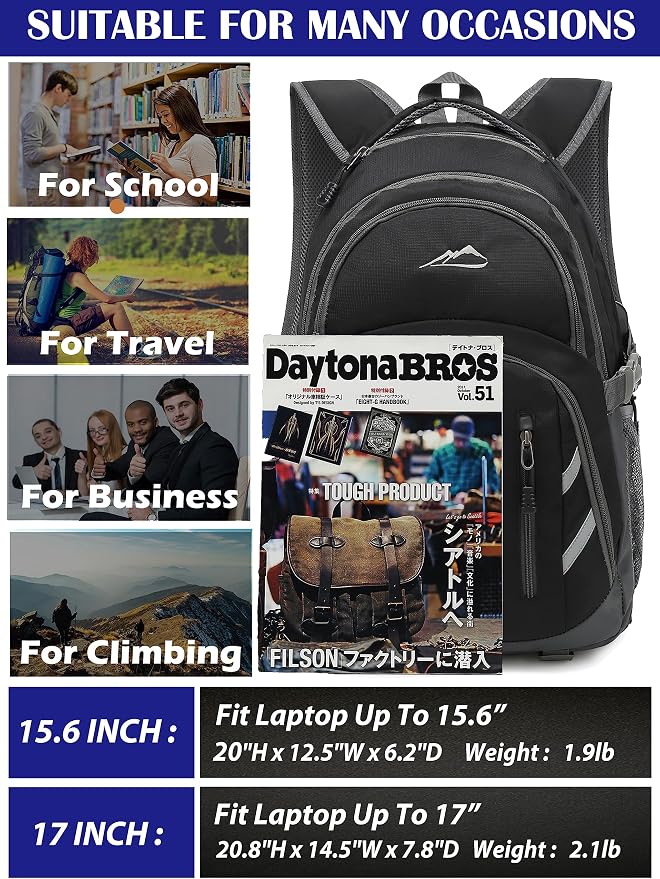 ProEtrade Backpack Bookbag for College Laptop Travel, Fit Laptop Up to 15.6 inch - Image 6
