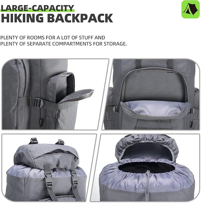 King'sGuard 100L Camping Hiking Backpack Molle Rucksack Military Camping - Image 3