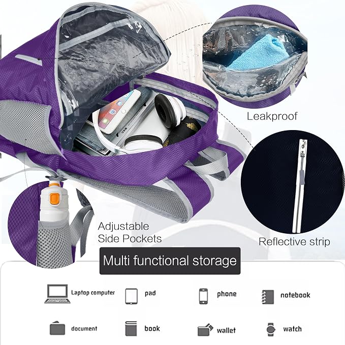 Waterproof Foldable Backpack Dry Storage Lightweight Daypack 35L Outdoor - Image 4