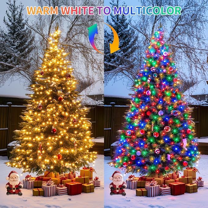 JMEXSUSS Color Changing Christmas Lights, 66ft 200 LED Warm White & Multicolor - Image 2