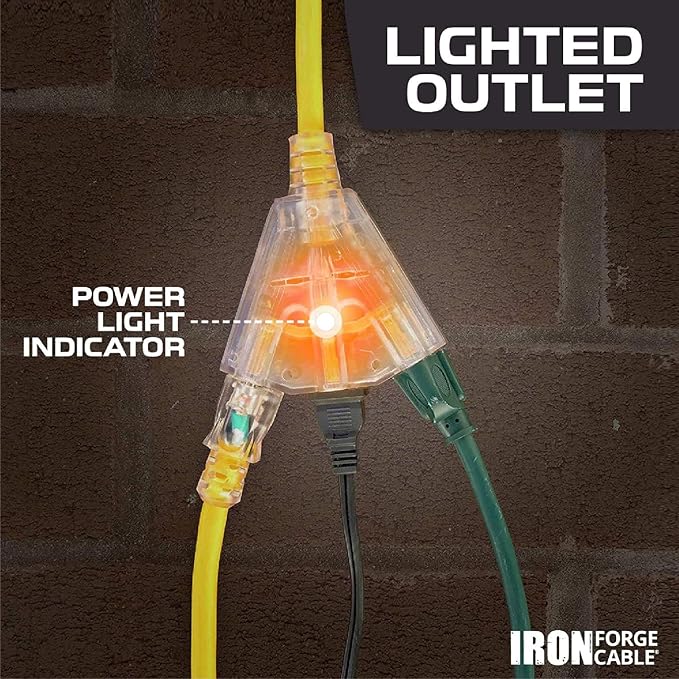 Iron Forge Cable 25ft Yellow Outdoor Extension Cord - Image 3