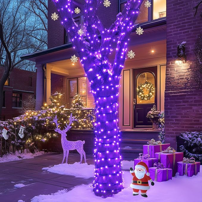 JMEXSUSS 600LED Purple Solar Halloween Lights, 206.7ft Solar String Lights - Image 4