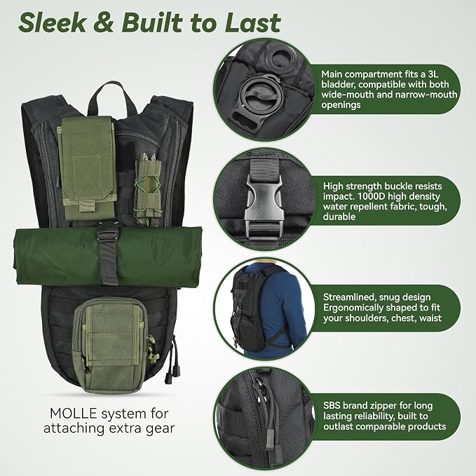 MARCHWAY Tactical Molle Hydration Pack Backpack - Image 3