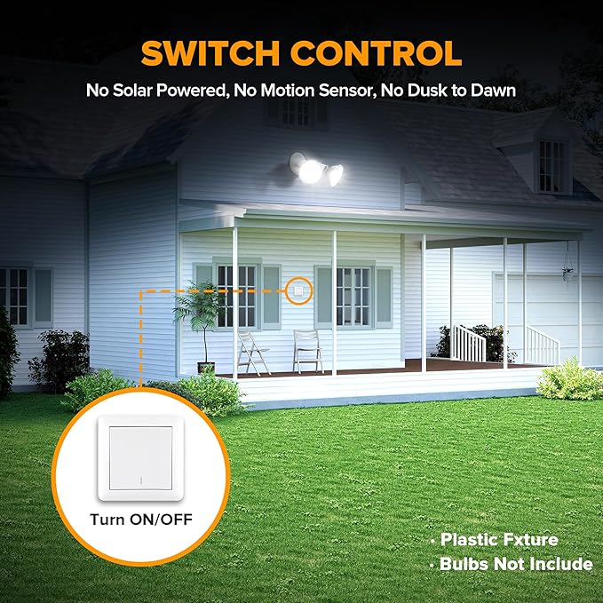 LUTEC 2 Pack Adjustable Twin Par Holder Outdoor Flood Lights, Switch Controlled - Image 2
