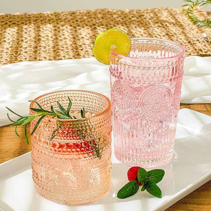 Kate Aspen Rose Gold Cups Pink Hobnail Beaded Drinking Glasses Set of 6-10 oz - Image 9