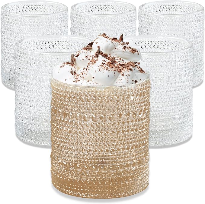 Kate Aspen Beaded Drinking Glasses Set of 6, 10 oz Retro Vintage Glassware by KateAspen