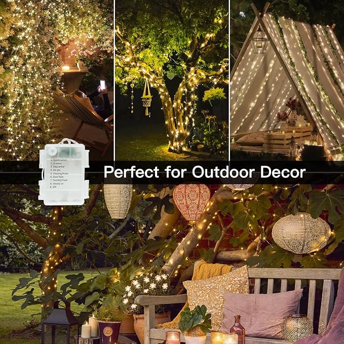 suddus 66ft 200 LED Outdoor String Lights, Fairy Lights Battery Operated - Image 6