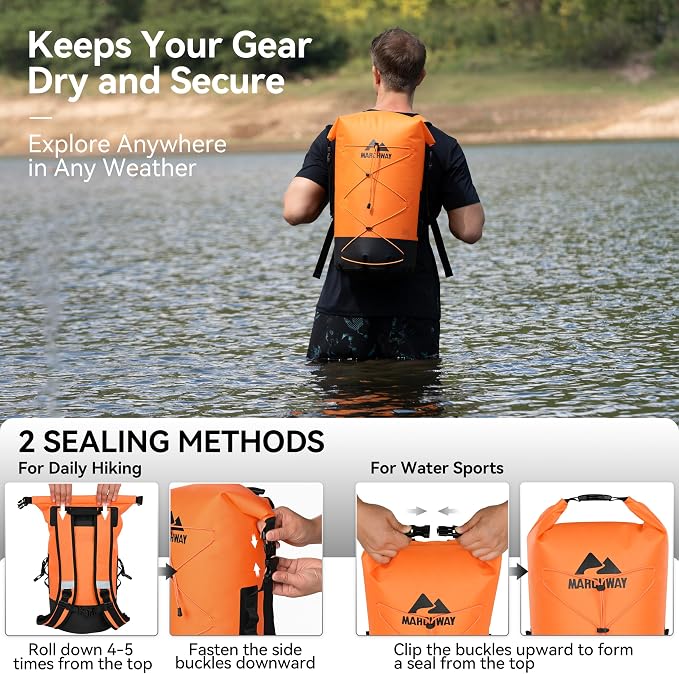MARCHWAY Floating Roll Top Dry Bag, Flexible Lightweight TPU Waterproof - Image 3