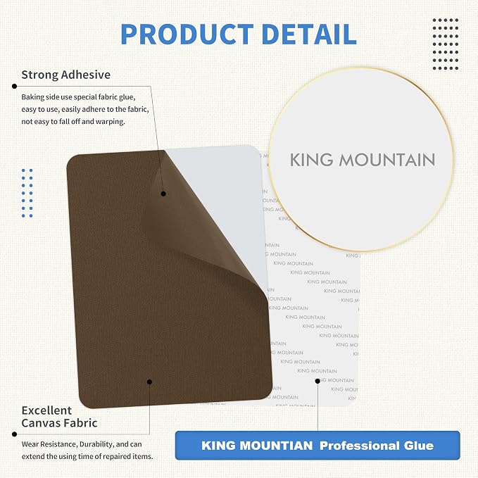 KING MOUNTAIN Canvas Repair Patch 9 x11 Inch 2 Pcs Self-Adhesive Waterproof - Image 3