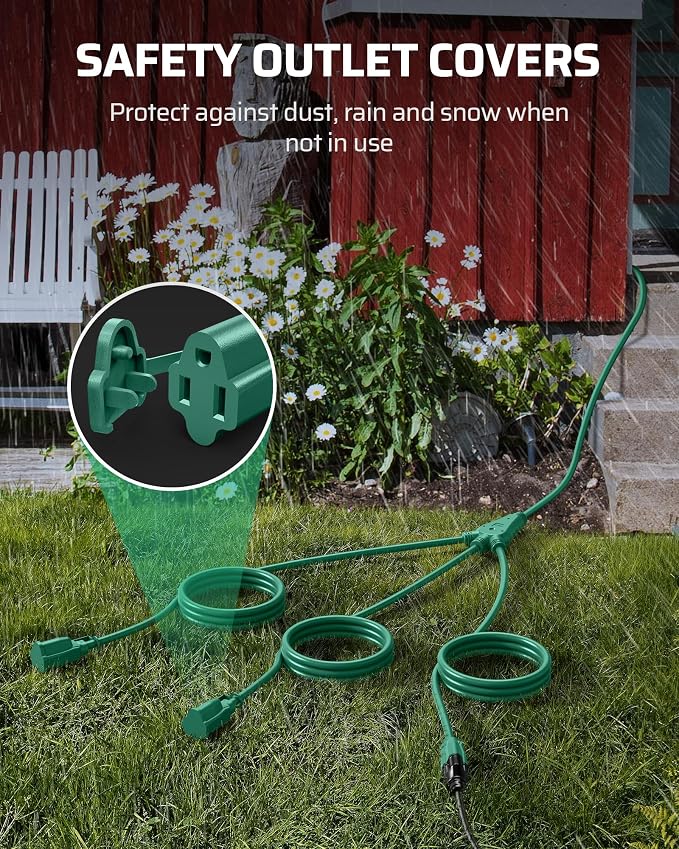 DEWENWILS 40 FT Total, Outdoor Extension Cord 1 to 3 Splitter - Image 7