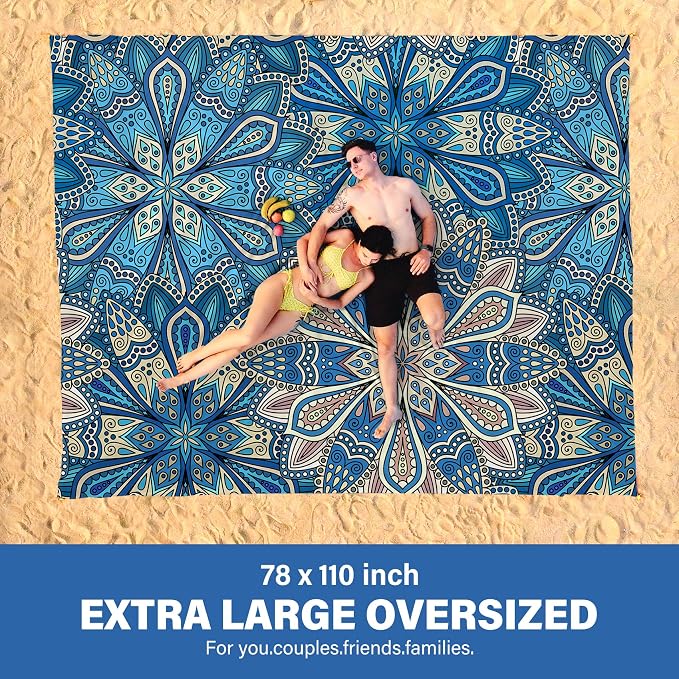 Famstar Beach Blanket Oversized Extra Large78 X 110", Waterproof Sandproof - Image 2