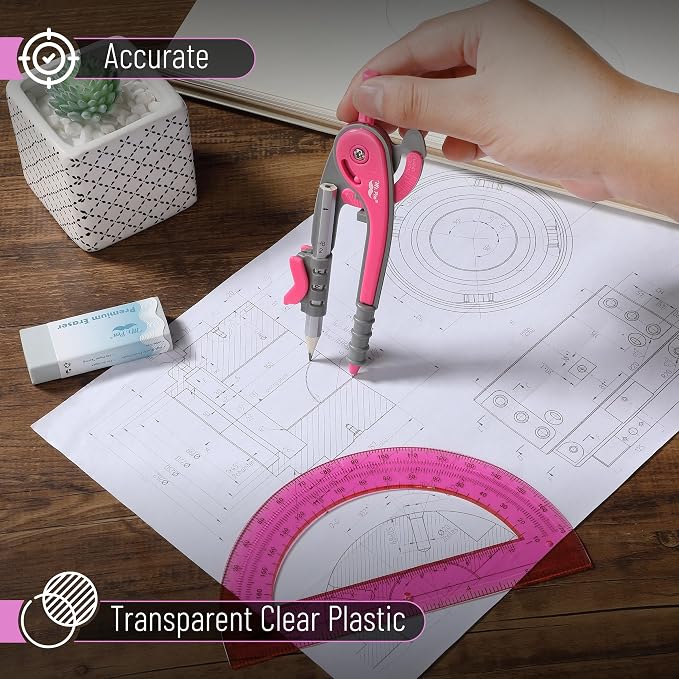 Mr. Pen- Geometry Compass and Protractor Set, 6 Inch Compass, 6 Inch Protractor - Image 4