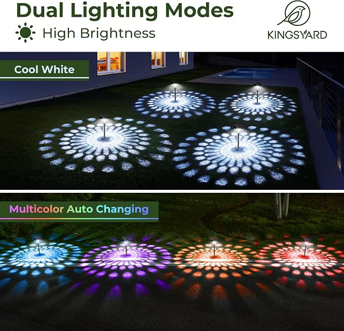 Kingsyard 8 Pack Solar Pathway Lights Outdoor Waterproof IP67, Bright Color - Image 4