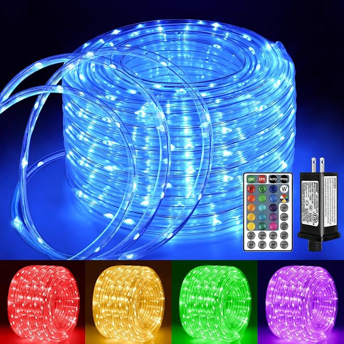 Ollny Rope Lights Outdoor Color Changing, 33FT 100 LED Waterproof Plug in by Ollny